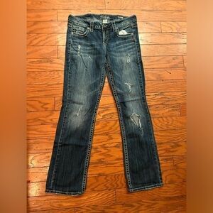 Women's silver jean company Lola 17 inch straight leg jeans size 31 x 33